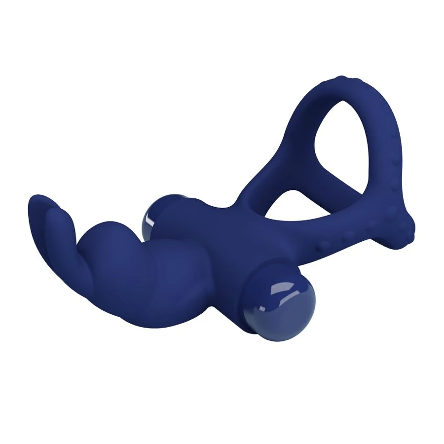 PRETTY LOVE - LUCHITO DOUBLE VIBRATING RING RABIT BLUE